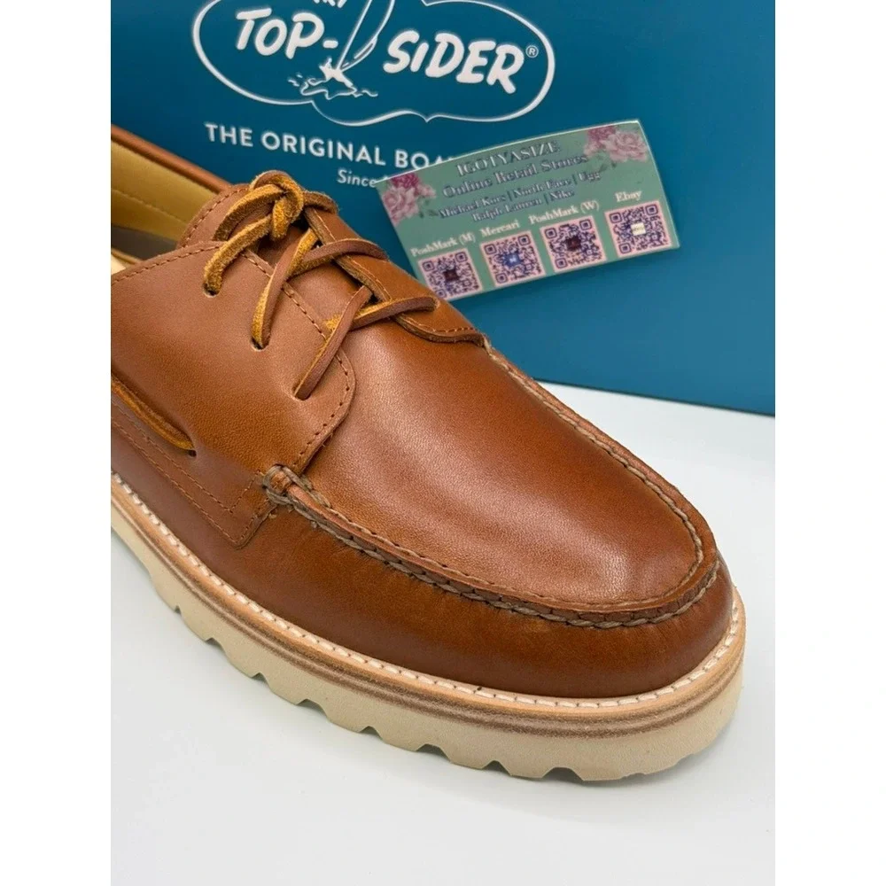 Sperry A/O 3-Eye Lug Tan Bronzer Leather Boat Shoe Men's NIB‎